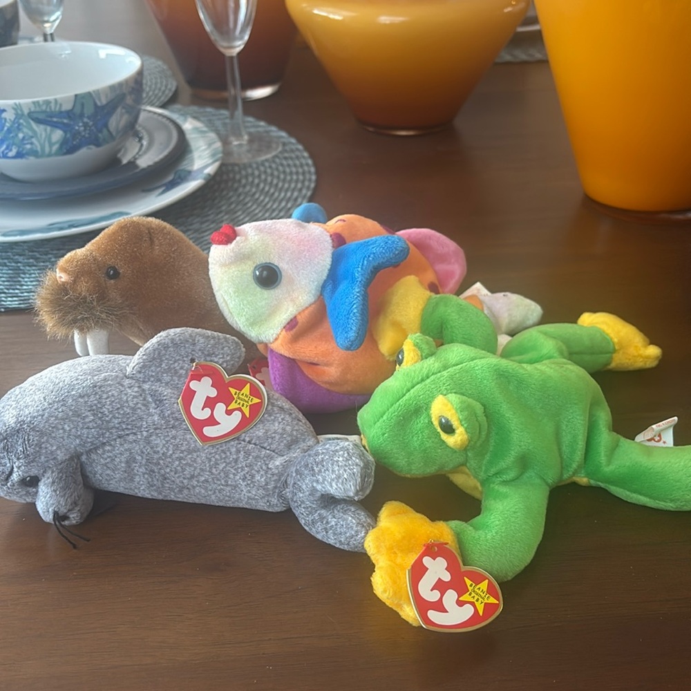Ty Beanie Babies from the sea, you have walrus,Fish,seal and frog
